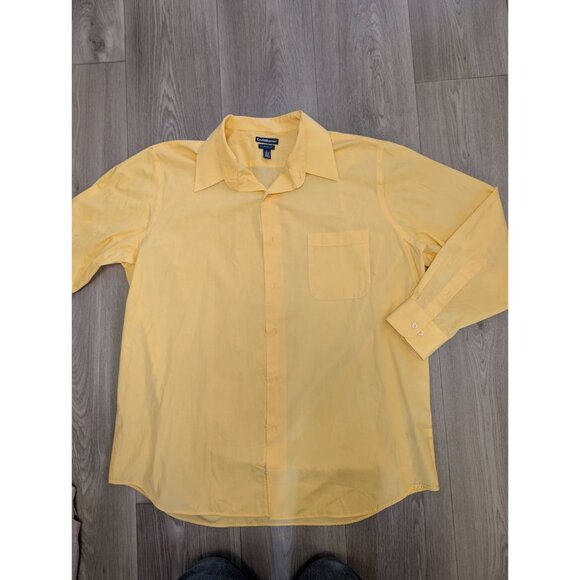 Croft & Barrow Mens Classic Fit Yellow Button-Up Dress Shirt Size L - Picture 3 of 4